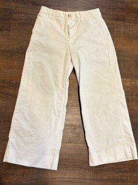 Banana Republic Cream Cropped Wide Leg Pants Size 4 High Rise Trouser